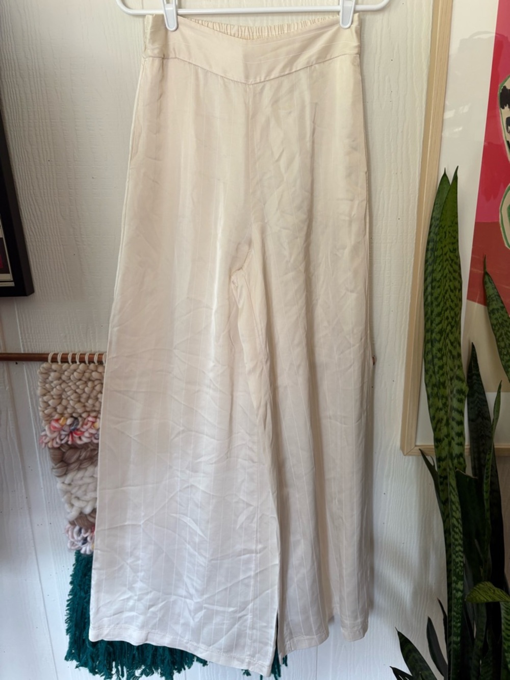 Jaki London Claudia Cream pin stripe Wide-Leg viscose Italy - Picture 4 of 10